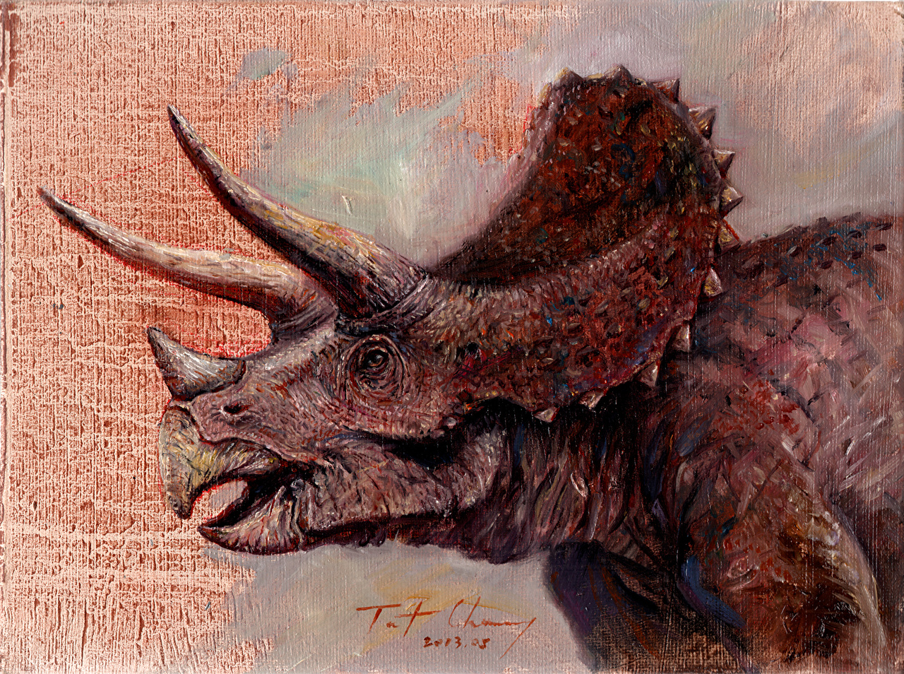 1280x954 Photo Triceratops Dinosaurs Horns Head Animals Painting Art Ancient - Painting Horns
