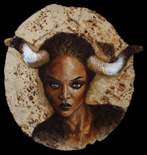 500x528 Tortilla Art Painting With Horns Portrait Joe - Painting Horns