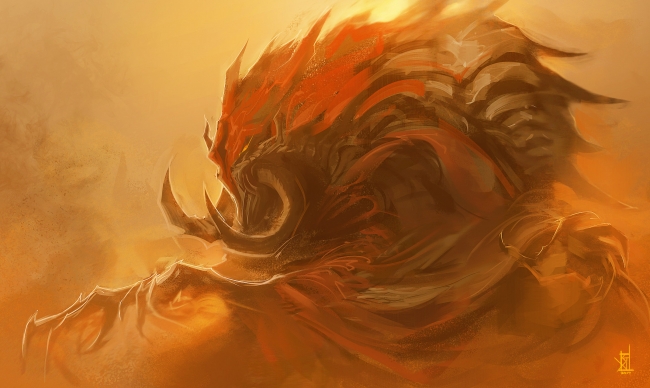 650x388 Wallpaper Fantasy Monster, Horns, Creature, Long Nail, Painting - Painting Horns