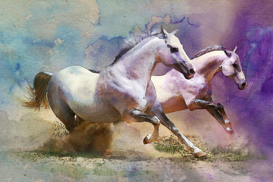900x600 Horse Paintings 004 Painting By Catf - Painting Horse