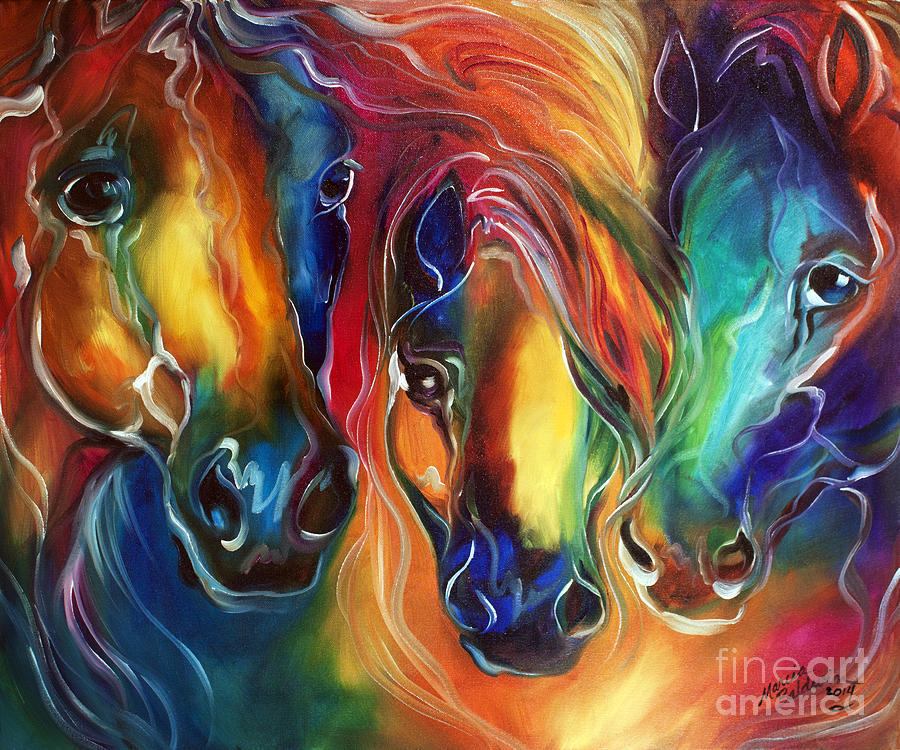 900x750 Color My World With Horses Painting By Marcia Baldwin - Painting Horse Colors