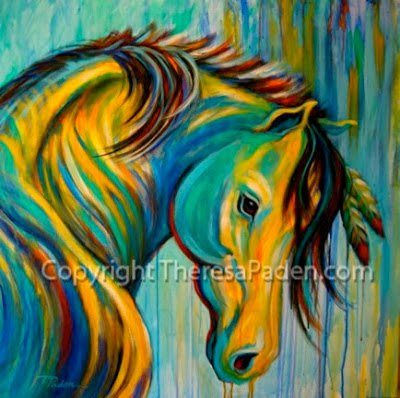400x398 Colorful Southwestern Art Large Horse Painting In Southwest - Painting Horse Colors