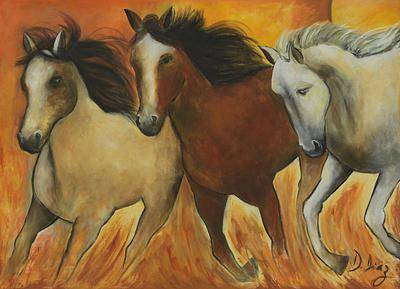 400x289 Brazilian Wild Horse Painting In Warm Colors - Painting Horse Colors