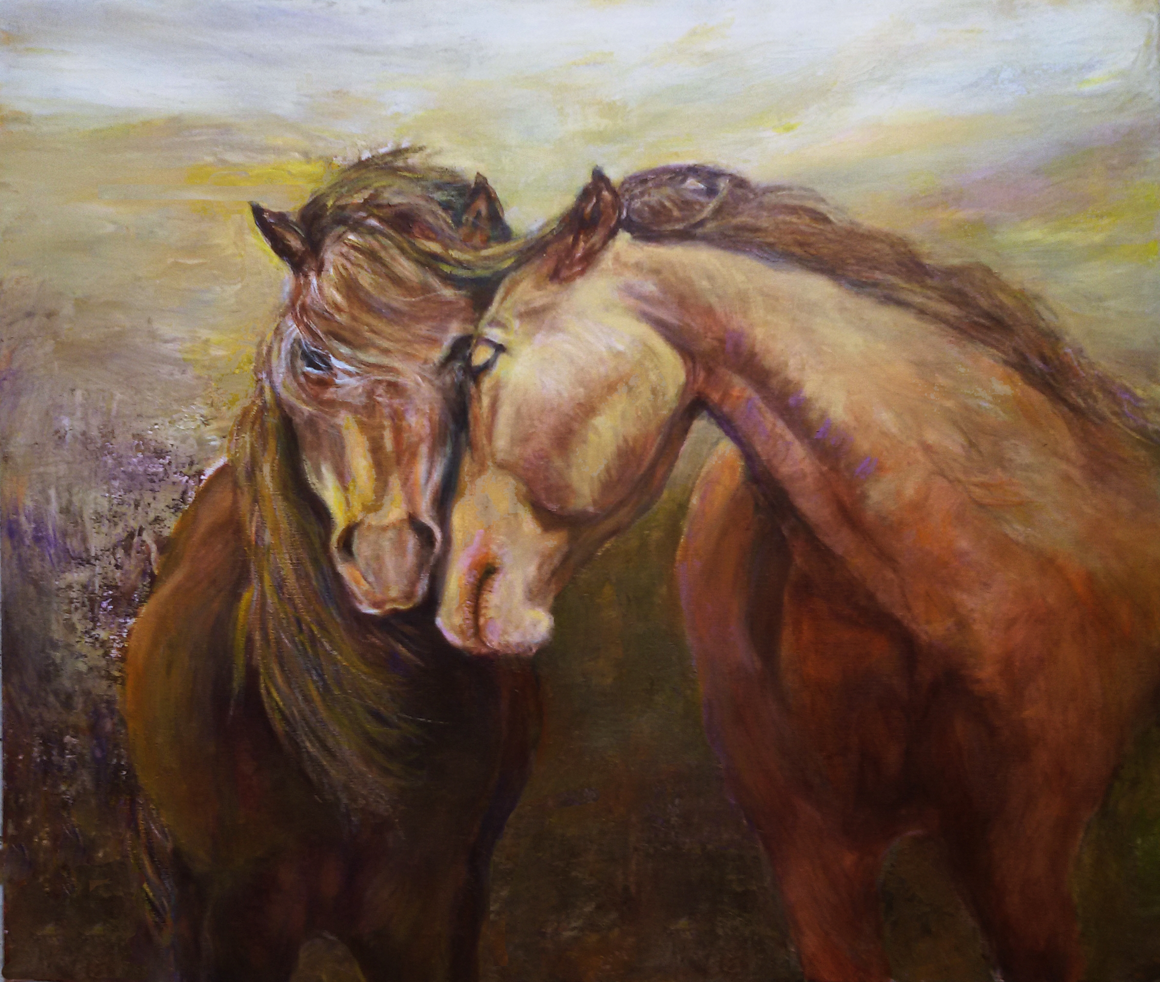 2379x2013 Sylva Zalmanson Artwork Affection Original Painting Acrylic - Painting Horses