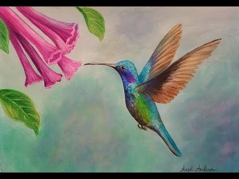 480x360 Hummingbird Acrylic Painting Tutorial Live Angela Anderson Big - Painting Hummingbirds With Acrylics