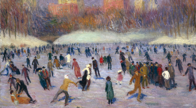 758x418 Paintings Of Skaters In Central Park Ephemeral New York - Painting Ice Skates