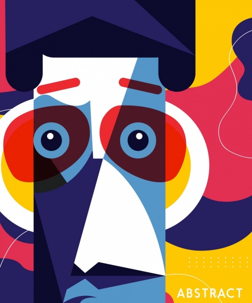 499x600 Abstract Painting Human Face Icon Colorful Design Free Vector - Painting Icon