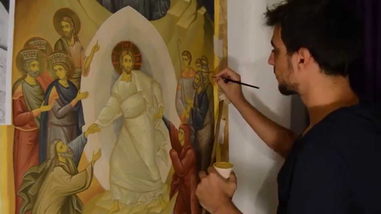 1280x720 Painting Demonstration Byzantine Icon Painted In Acrylic On Canvas - Painting Icon