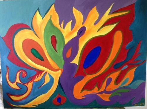 500x371 Engaged Original Acrylic Painting Canvas On Cardboard, Canvas - Painting Images