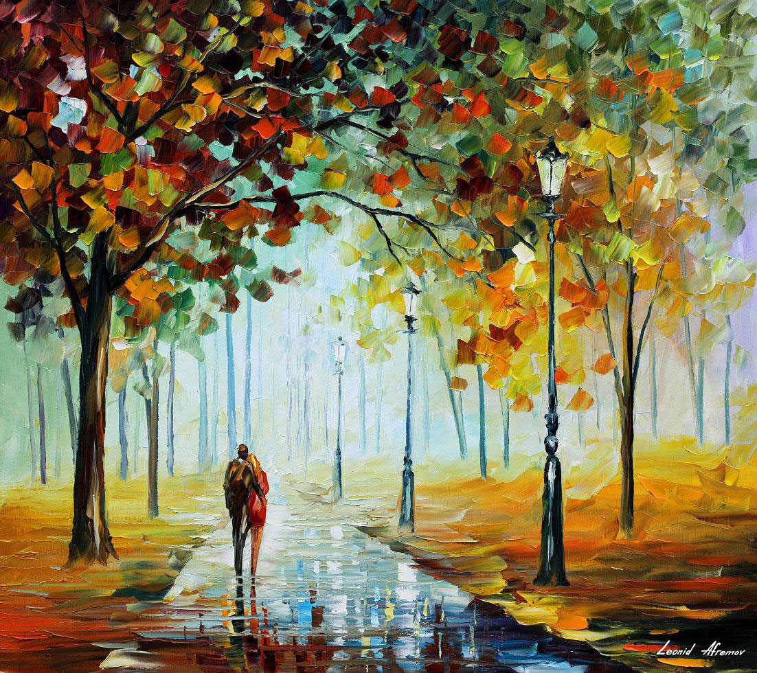 1102x980 Fall Love Contemporary Picture Oil Painting On Canvas By Leonid - Painting Images