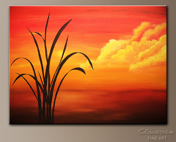 743x600 Sunset Palm Acrylic Abstract Art Paintings Gallery By Artist - Painting Images