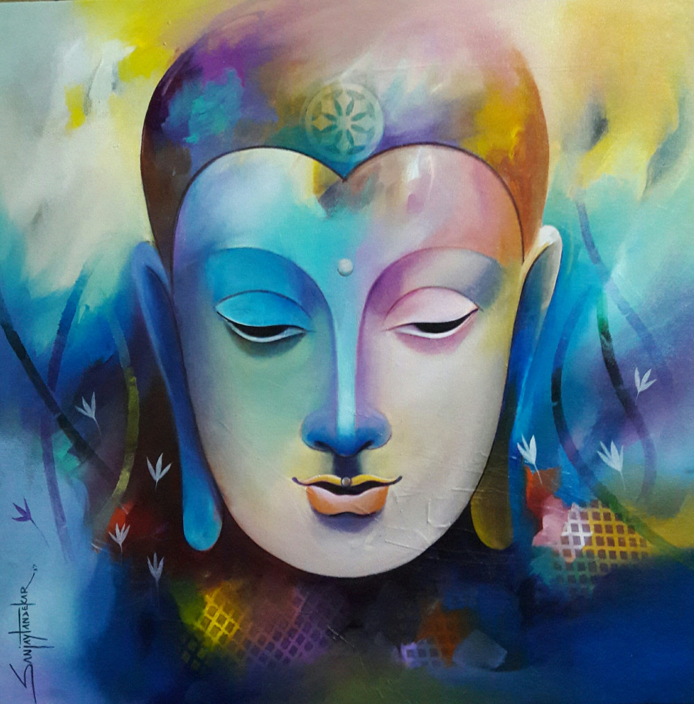 1000x1015 Buddha 2, Painting By Sanjay Tandekar Mythological Artwork - Painting Images