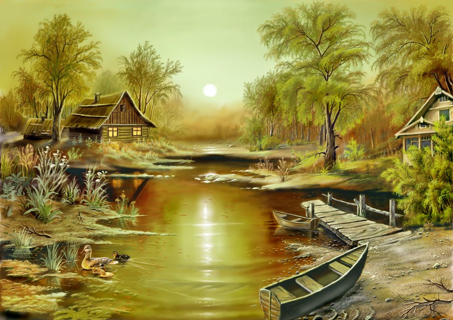 900x636 Nature Painting Wallpaper Pictures) - Painting Images Of Nature