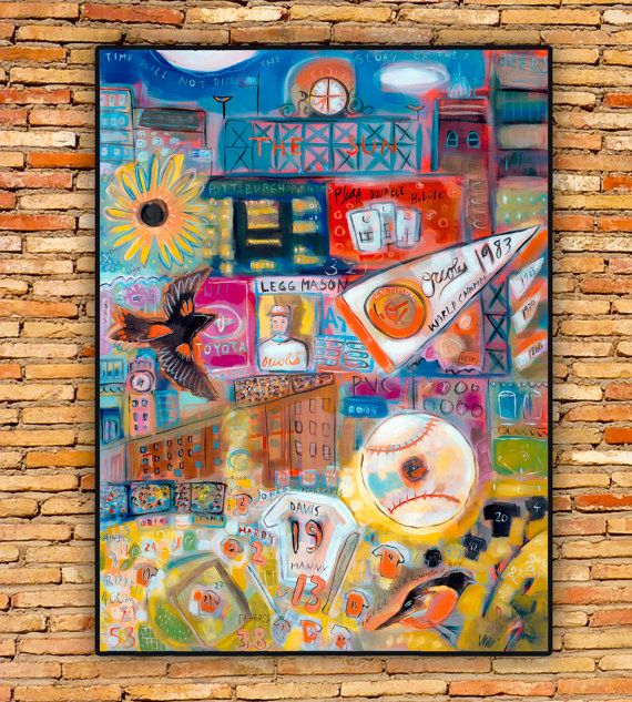 570x633 Baseball Sport Artaltimore Oriolesgiclee Of Original Acrylic - Painting In Baltimore