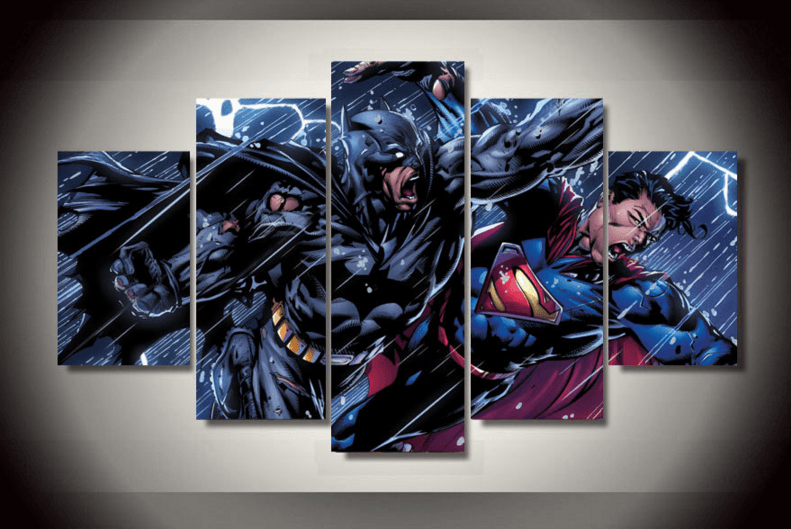 791x529 5 Panel Batman Vs Superman Canvas Painting Octotreasure - Painting In Batman Vs Superman