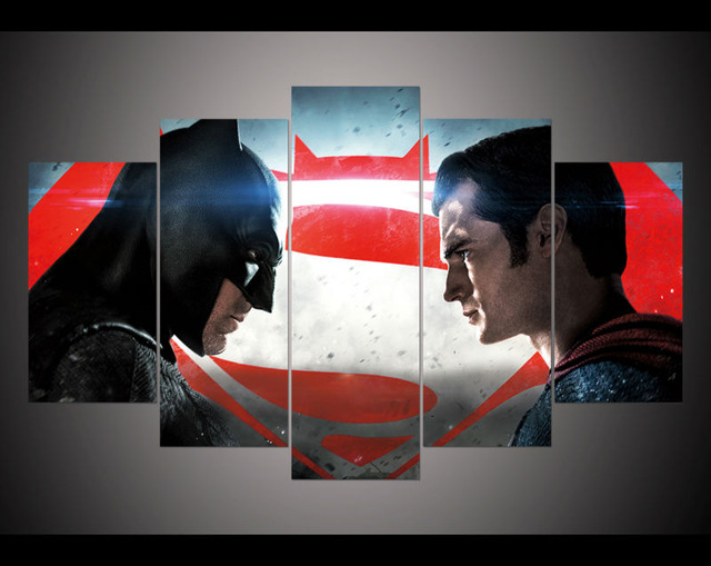 640x509 5 Panel Hd Printed Oil Painting 2016 Batman V Superman Poster - Painting In Batman Vs Superman