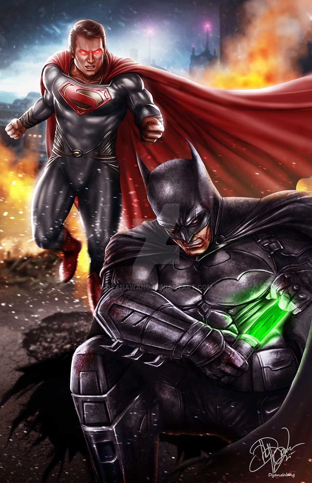 1024x1583 Batman Vs Superman By Dyanawang - Painting In Batman Vs Superman