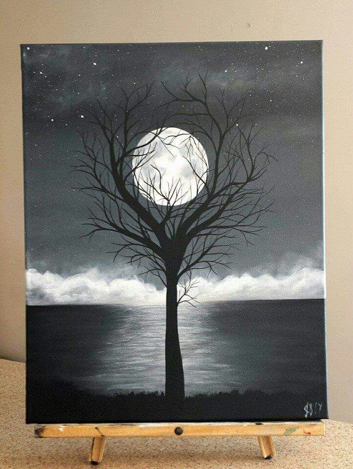 722x960 Painting By J Baldwin Unity Acrylic Black And White Tree Surreal - Painting In Black And White
