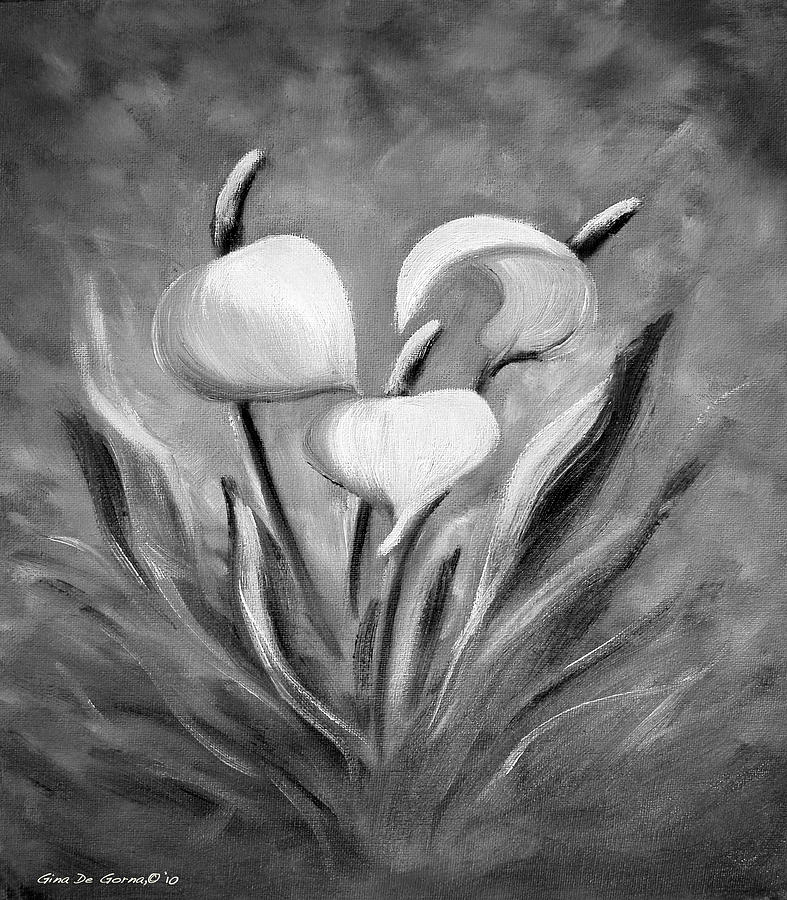 787x900 Tropical Flowers In Black And White Painting By Gina De Gorna - Painting In Black And White