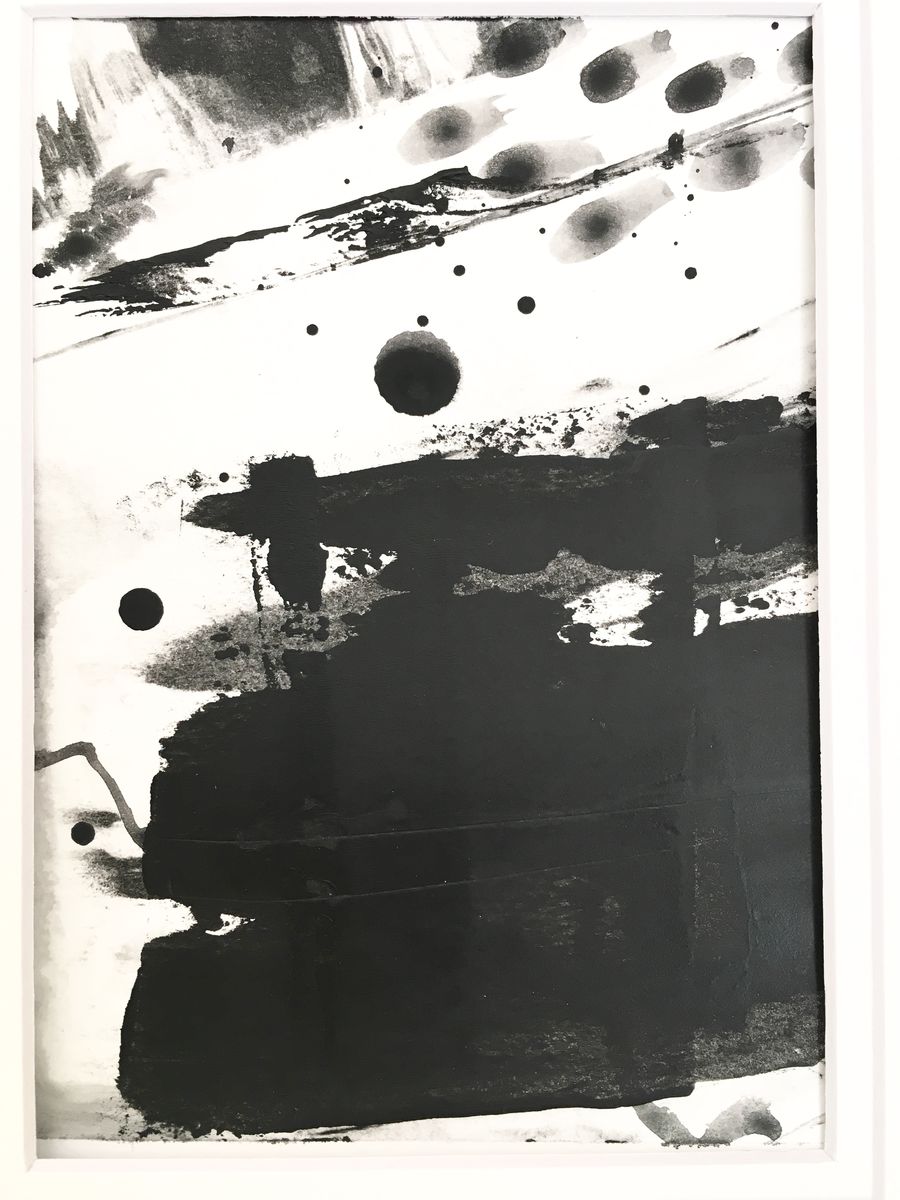 900x1200 Upstream No. 6, Original Black And White Acrylic On Paper Abstract - Painting In Black And White