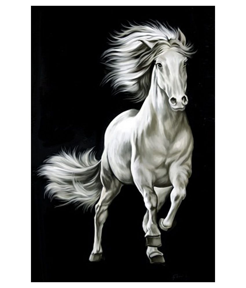 850x995 Art Factory Black Amp White Horse Painting Buy Art Factory Black - Painting In Black And White