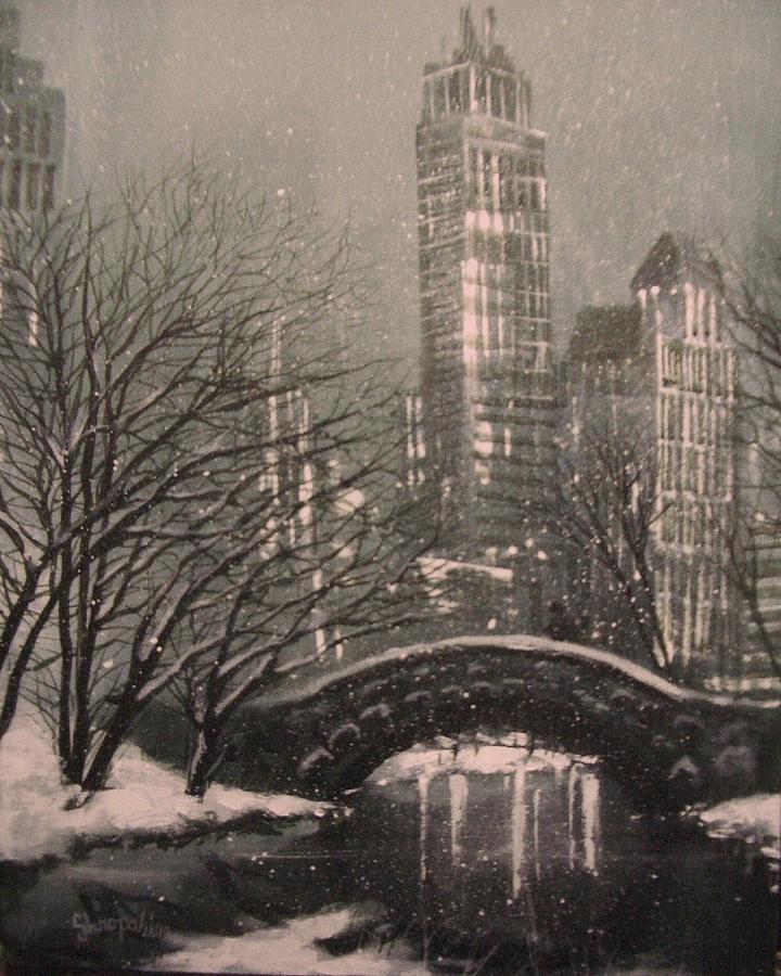 720x900 Snow In Central Park Painting By Tom Shropshire - Painting In Central Park