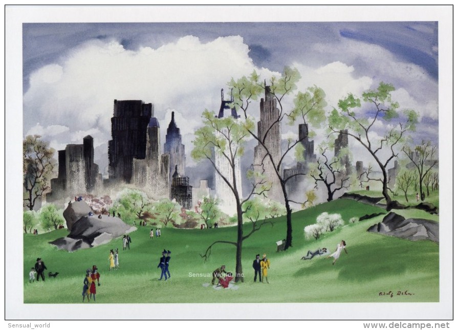 895x645 Spring In Central Park New York Nyc Watercolor Art Postcard Artist - Painting In Central Park