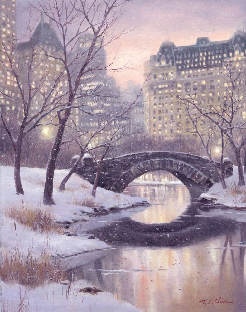 789x1000 Tan Chun Chiu Artwork Central Park Winter Original Oil On Canvas - Painting In Central Park