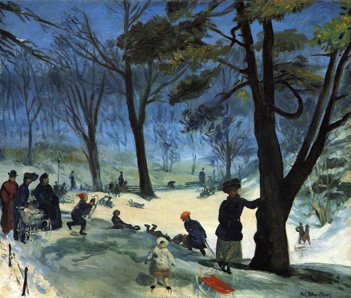 707x600 Central Park In Winter, C.1905 - Painting In Central Park
