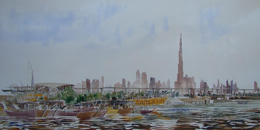 900x452 Dubai From Festival City Painting By Martin Giesen - Painting In Dubai