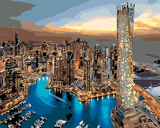 640x511 Dubai Oil Painting Modern City Paint Picutre By Numbers Digital - Painting In Dubai