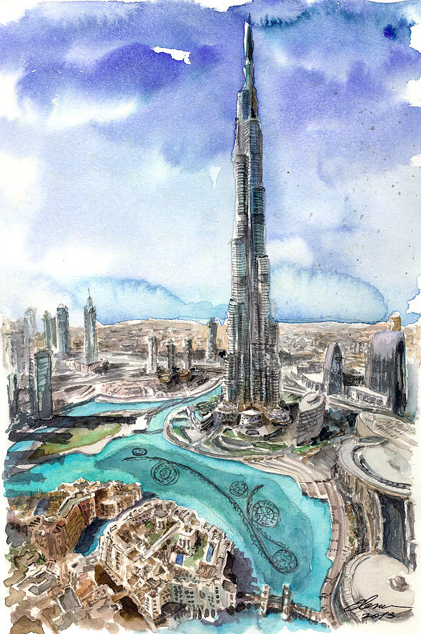 598x900 Dubai View Painting By Elena Petrova Gancheva - Painting In Dubai