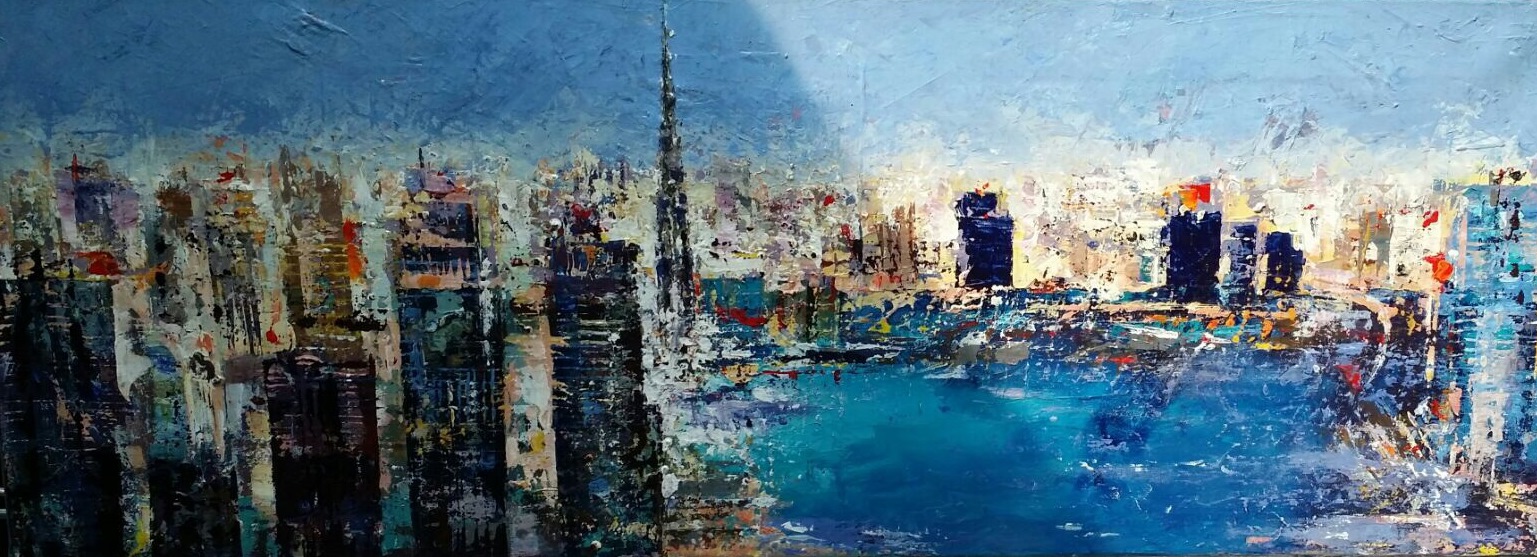 1537x557 Dubai Skyline Paintings Arte Uae - Painting In Dubai