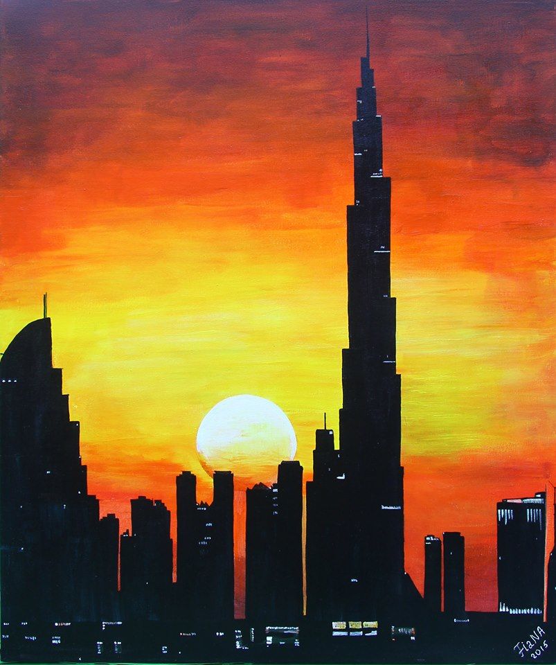 803x960 The Painting Sunset In Dubai (Nataliia Fialko) - Painting In Dubai