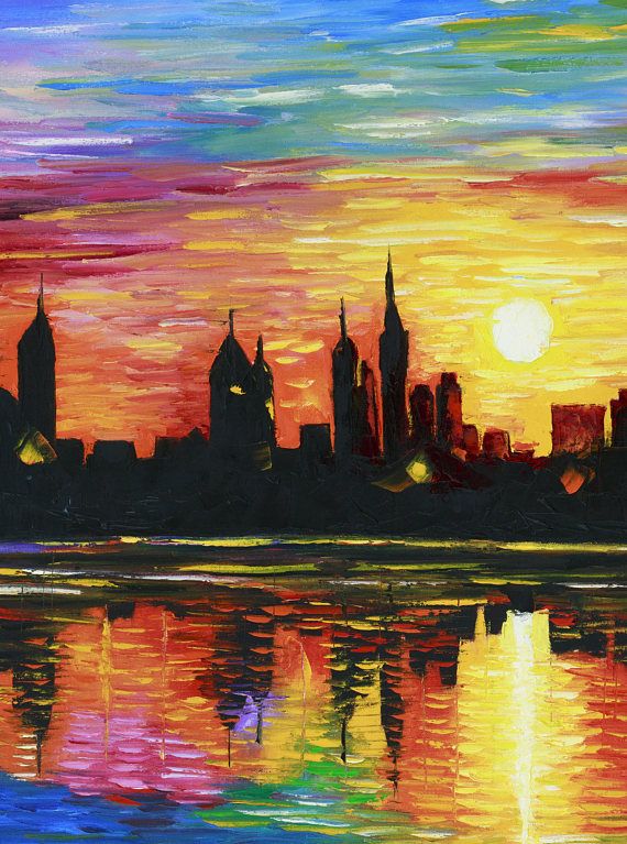 570x767 Dubai City Skyline In Oil Paint Abstract Wall Art Burj My Etsy - Painting In Dubai