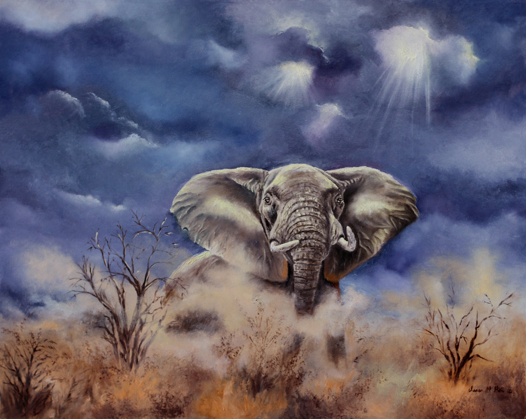 1024x815 Susan M. Hall, Gallery, African Wildlife Paintings In Water - Painting In Kenya