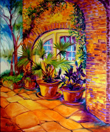 417x500 Painting New Orleans Courtyard (Original Art By Marcia Baldwin) - Painting In New Orleans