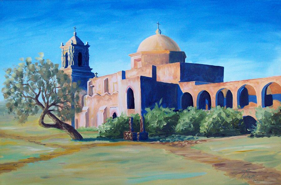 900x592 San Antonio Mission Painting By Scott Alcorn - Painting In San Antonio