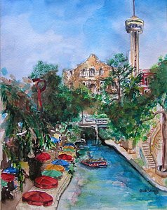 238x300 San Antonio Riverwalk Paintings - Painting In San Antonio