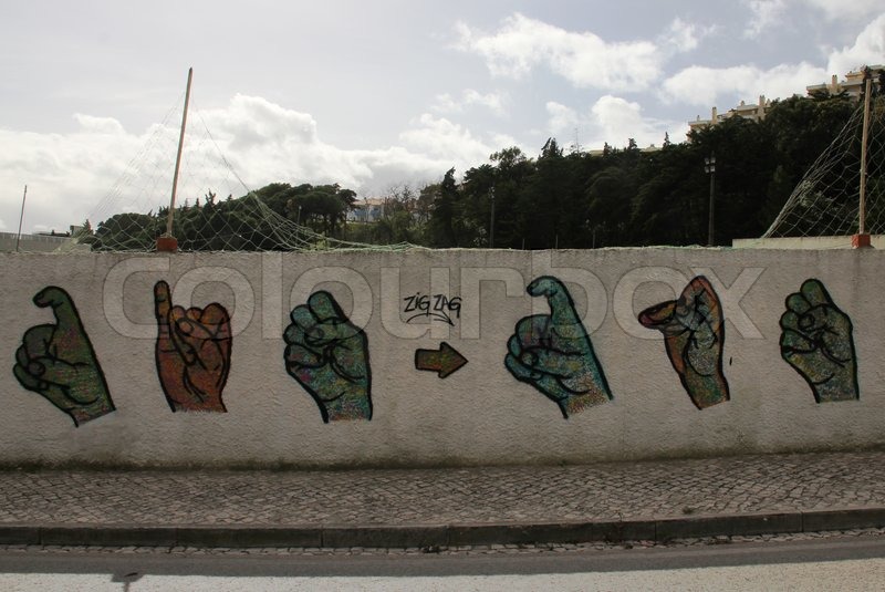 800x535 Portugal, Sesimbra, February, 2013, Sign Language, Grafitti, Art - Painting In Sign Language