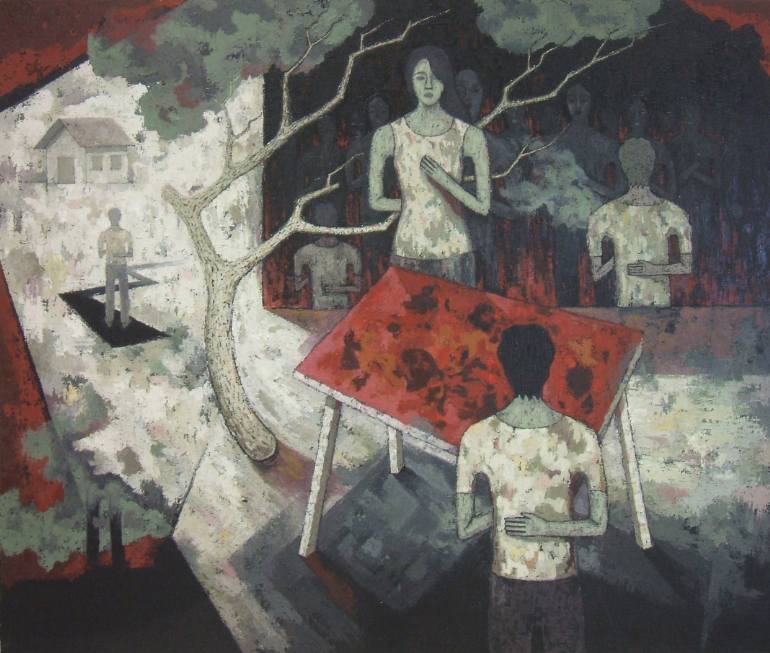 770x653 Saatchi Art Conversation And Sign Language Painting By Rath - Painting In Sign Language