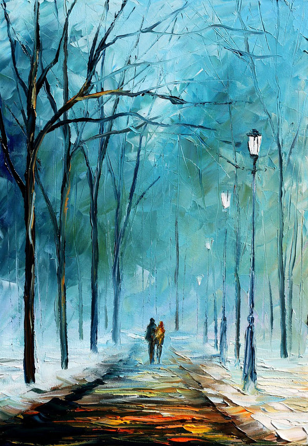600x869 Cold Winter By Leonid Afremov By Leonidafremov - Painting In The Cold