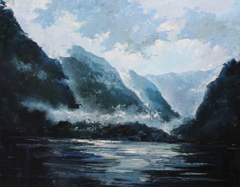 770x599 Saatchi Art Cold Mountains Painting By Lana Marandina - Painting In The Cold