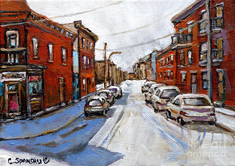 900x634 Cold February Day St Henri Corner Dep Near Notre Dame Antique Row - Painting In The Cold