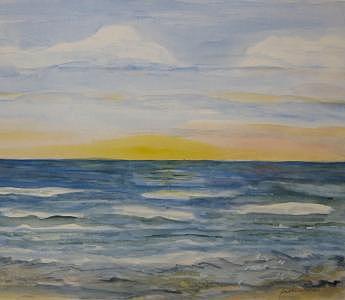 345x300 Sunrise On Virginia Beach Painting By Joan Wallace Reeves - Painting In Virginia Beach