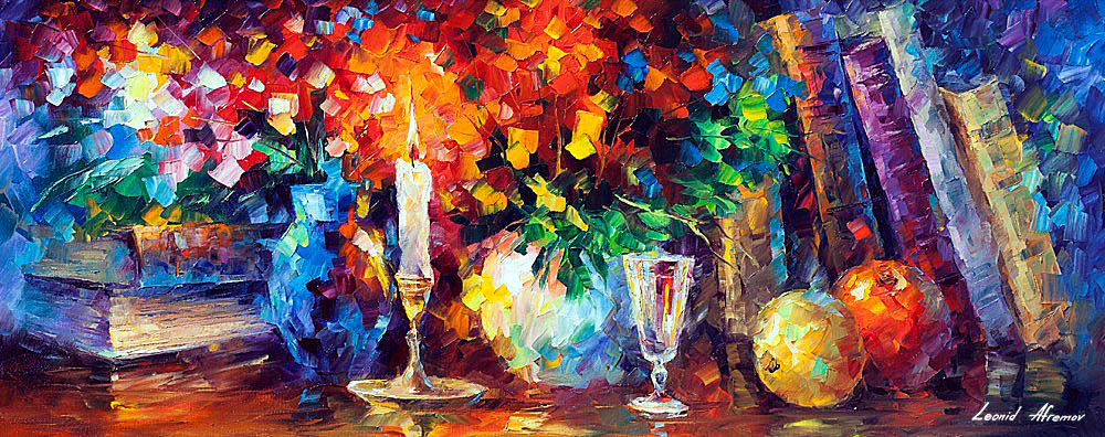 1000x396 Candle Of Inspiration Palette Knife Oil Painting On Canvas By - Painting Inspiration