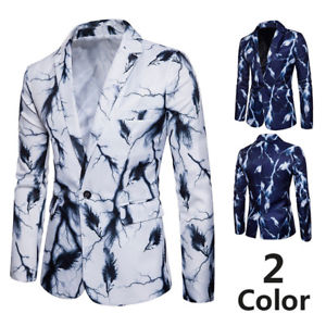 300x300 Men Casual One Button Ink Painting Painted Patterns Pocket Suit - Painting Jacket
