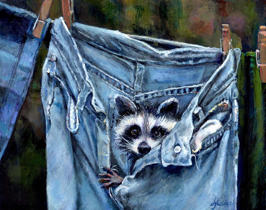 900x711 Hiding In My Jeans Painting By Donna Tucker - Painting Jeans