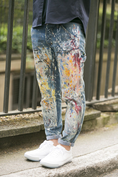 407x610 Jeans, Blue Jeans, Painted Jeans, Painting, Splattered Paint - Painting Jeans