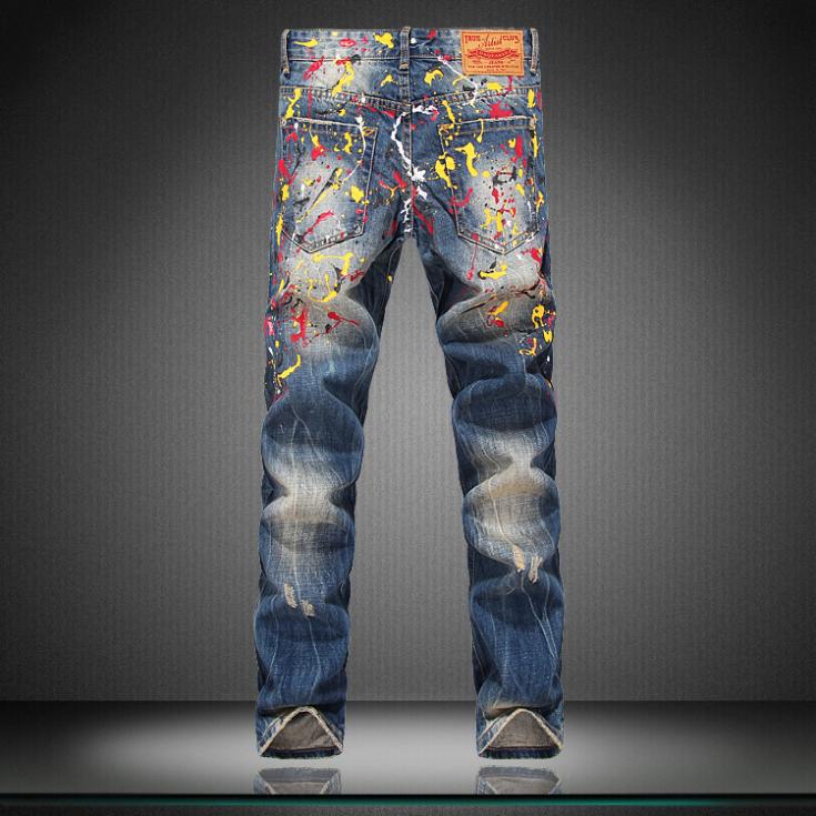 735x735 Famous Brand Men's Jeans Pattern Painting Long Pants 2015 Hot - Painting Jeans